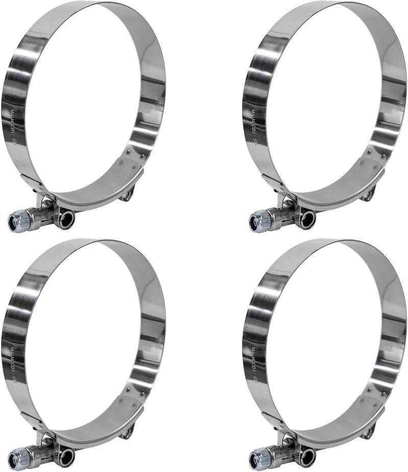 Wevdn 4PCS 3.5" T-Bolt Hose Clamp, Stainless Steel Tube Clamp with 95mm-103mm ID Range, Heavy-Duty Adjustable T-Bolt Turbo Intake Clamp for 3.5" Hose ID, Radiator Hose Clamp - Image 1